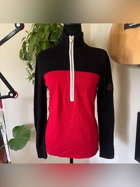 Ralph Lauren 90s/Y2K Red White Blue Pullover 3/4 Zip Sweater - Size Small